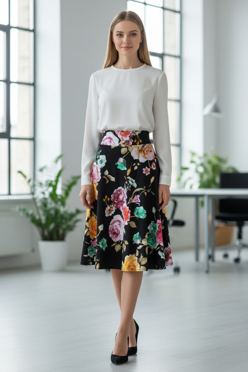 FLARED MIDI SKIRT