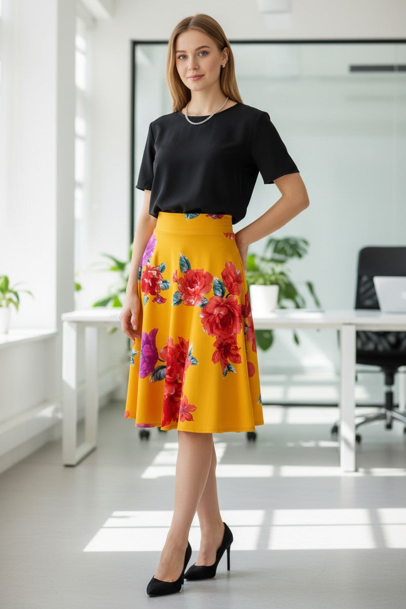 FLARED MIDI SKIRT