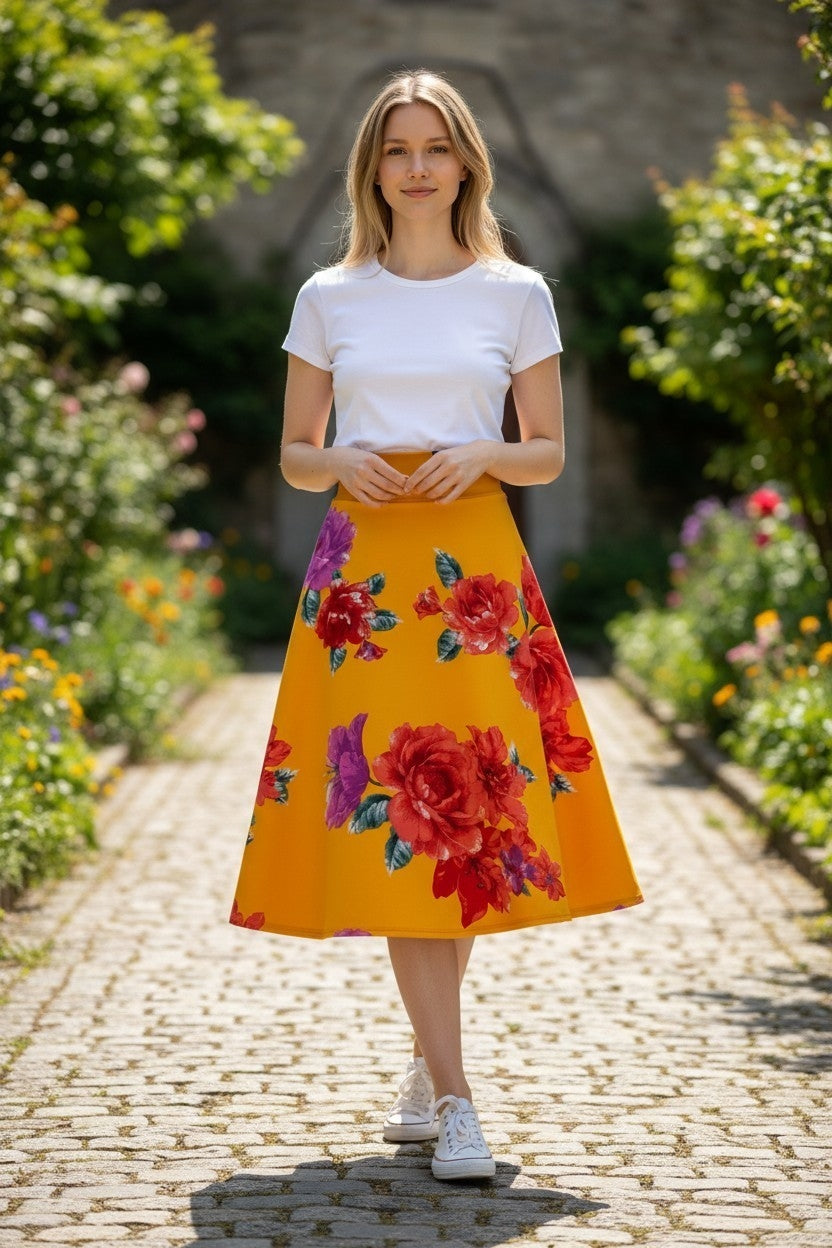 Flared Midi Skirt