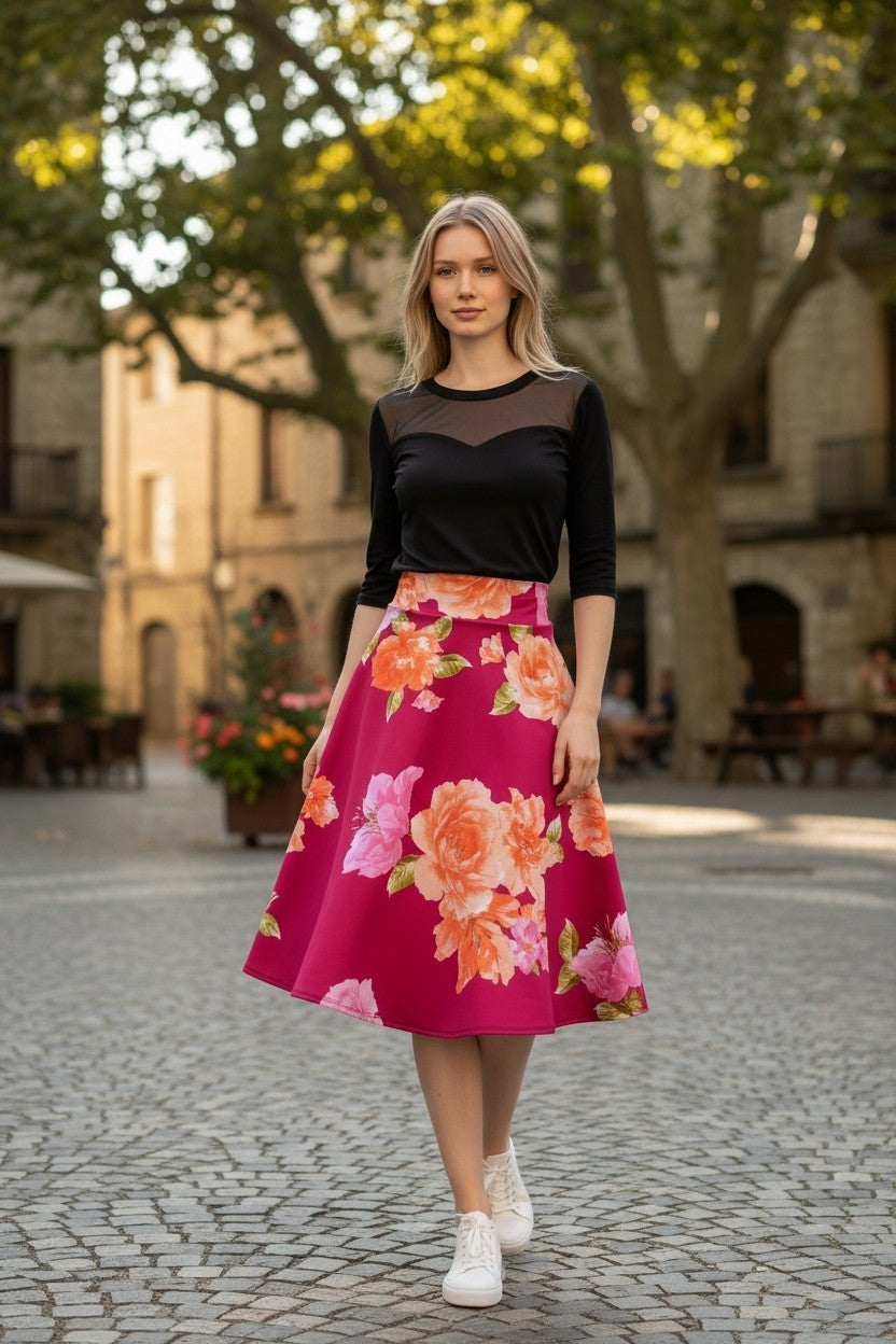 Flared Midi Skirt
