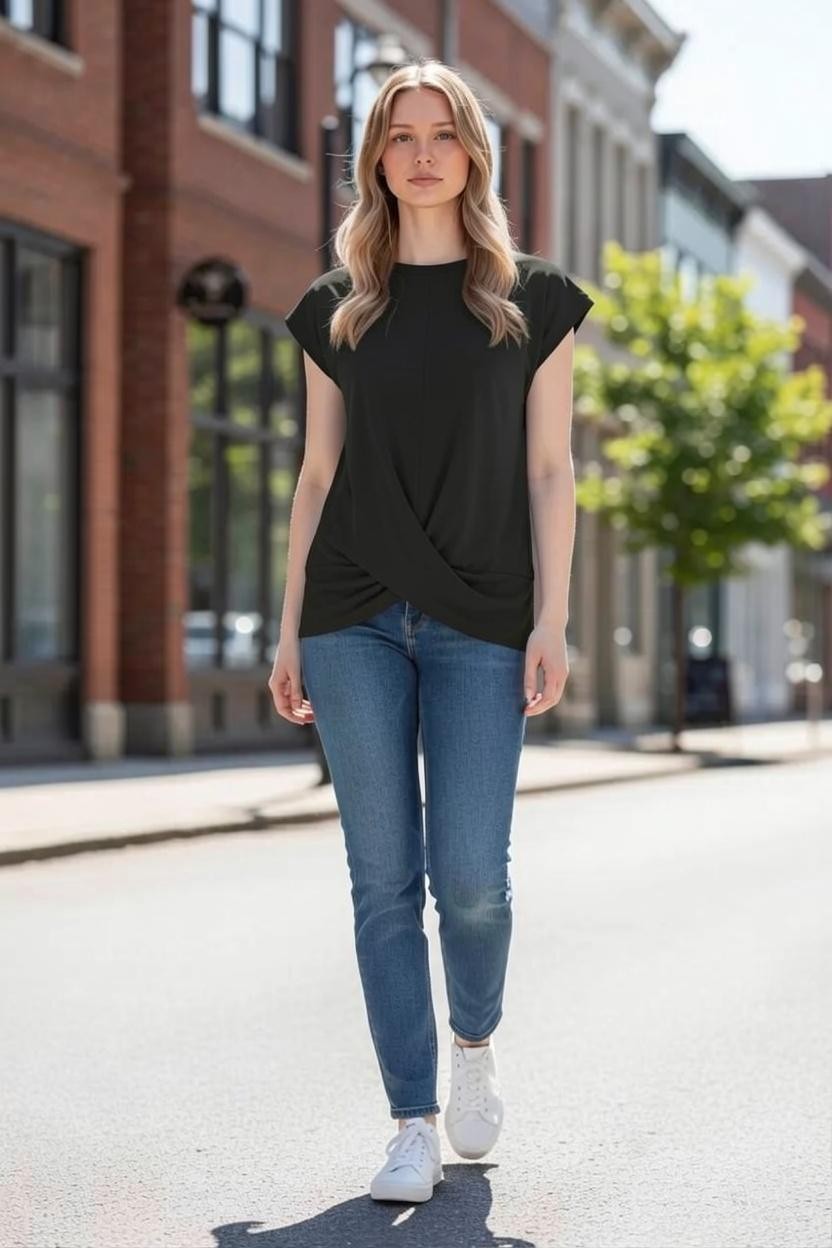 BASIC BLOUSE WITH FRONT KNOT