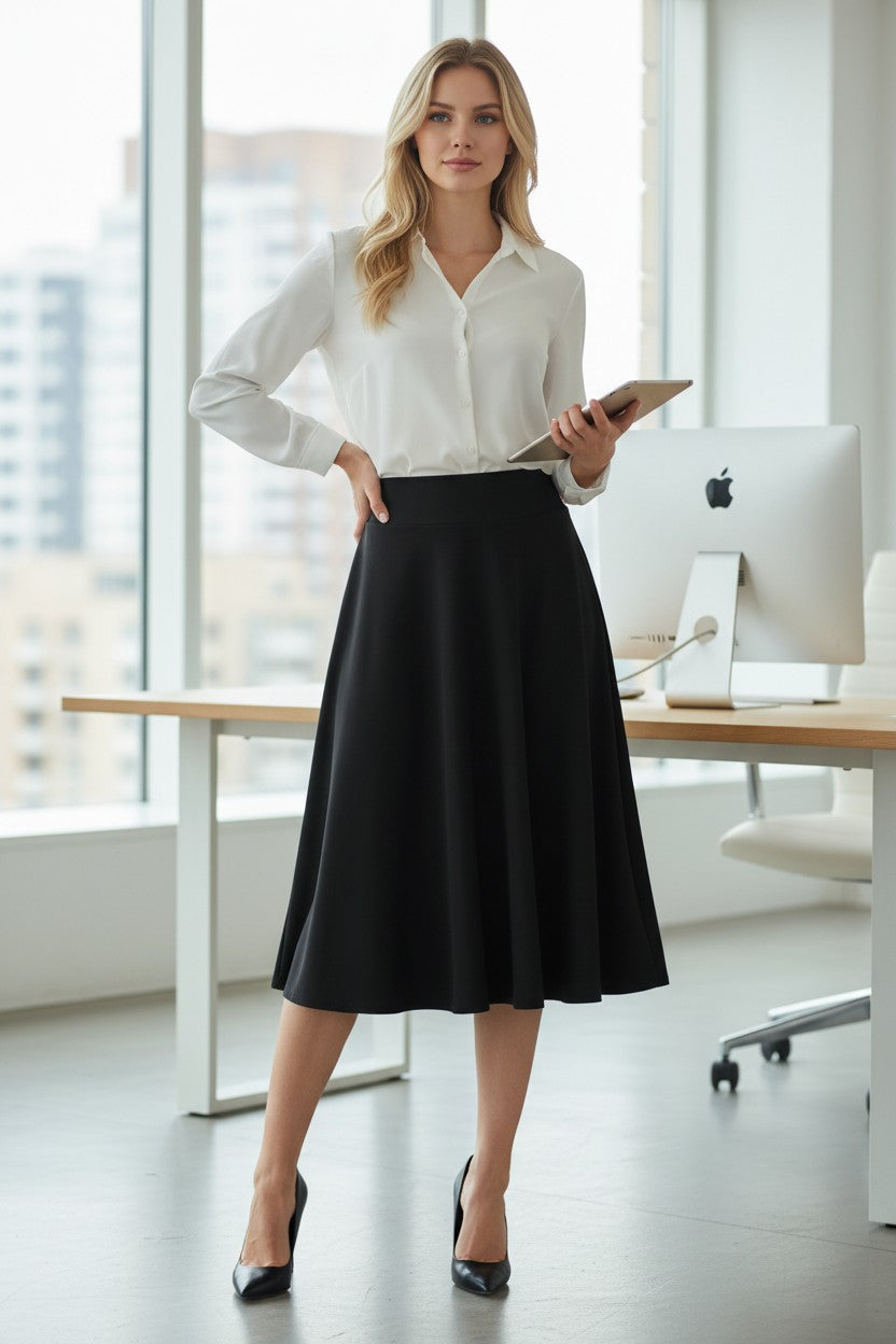 FLARED MIDI SKIRT